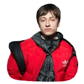 😕 mężczyzna, czerwona kurtka, portret, osoba, adidas, casual telegram sticker