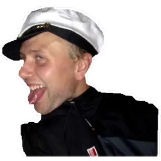 😛 hombre, sombrero marinero, lengua, expresión, persona, retrato whatsapp sticker