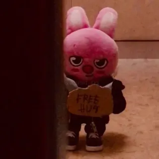 💞 FREE HUG thú nhồi bông, màu hồng, thỏ, đồ chơi, ôm miễn phí, dễ thương, kawaii whatsapp sticker