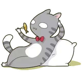 😏 gato, animal, peixe, desenho animado, fofo, animal de estimação, bigodes, almofada whatsapp sticker