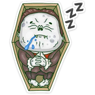 😴 vampire, cercueil, dormir, monstre, dessin animé, mignon, halloween whatsapp sticker