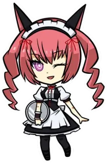 😉 อนิเมะ, เมด, น่ารัก, จิบิ, ผมสีชมพู, หูแมว telegram sticker