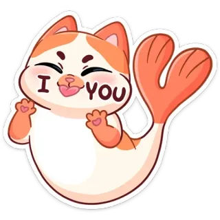 😍 I ❤️ YOU Katze, Garnele, süß, Liebe, Tier, Hybrid, Emoji telegram sticker