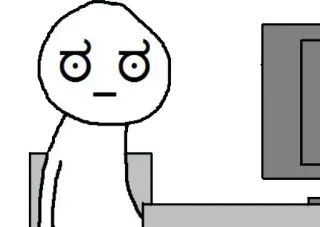 😕 meme, confused, thinking, expression, cartoon, computer telegram sticker