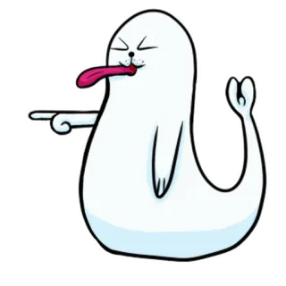 😝 тюлень, животное, мультик, язык, милый, белый, глупый, указывает telegram sticker