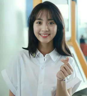 ❣️ femme, sourire, fille, portrait, beauté, asiatique, cœur avec les doigts telegram sticker