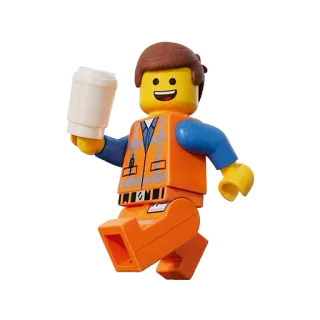 ☕️ Emmet Brickowski The Lego Movie Lego, Emmet, Costruzioni, Minifigure, Film, Cartoni animati telegram sticker