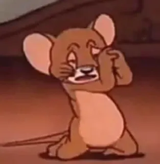 🙏 Jerry Mouse Tom and Jerry cartoon, mouse, sad, upset, tearful telegram sticker