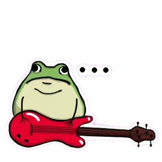 🙃 กบ, กีตาร์, ดนตรี, การ์ตูน, สัตว์, น่ารัก telegram sticker