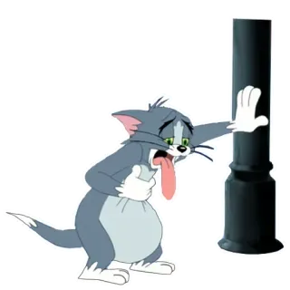 ❤️ Tom Cat Dibujo animado, Agotado, Divertido, Gato, Cansado, Personaje de dibujos animados telegram sticker