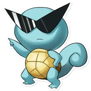 😎 Squirtle Pokemon สเคอร์เทิล, โปเกมอน, การ์ตูน, แว่นกันแดด, สัตว์, เต่า telegram sticker