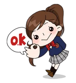 👌 ok девочка, ок, школьная форма, милая, аниме whatsapp sticker