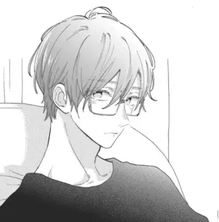 😳 anime, manga, man, glasses, portrait telegram sticker