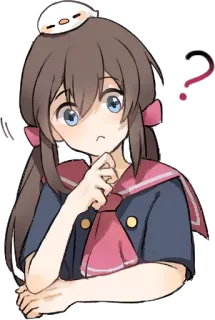 🤔 chica anime, linda, pensando, pensativa, uniforme escolar, dibujo animado, personaje, pegatina telegram sticker