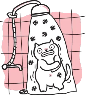 🚿 chat, douche, animal, mignon, drôle, dessin animé telegram sticker