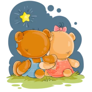 👌 Orsetto, Amore, Carino, Cartone animato, Coppia, Stella whatsapp sticker