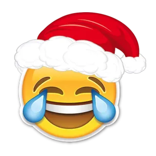 😂 Emoji, Risa, Llorando, Navidad, Gorro de Papá Noel, Fiesta, Celebración, Divertido whatsapp sticker