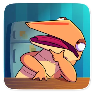 🤔 hagedis, cartoon, dier, grappig, reptiel telegram sticker