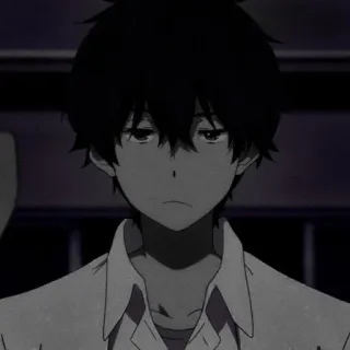 🖤 anime, manga, sad, boy, black and white, emotion whatsapp sticker