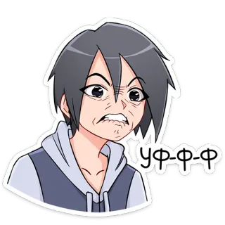😁 Уфффф anime, cartoon, face, emotion, russian, angry telegram sticker