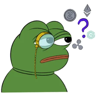 🧐 Pepe the Frog ペペ, カエル, モノクル, 仮想通貨, 質問, ミーム, ネットミーム telegram sticker