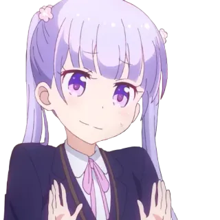 😅 anime, garota, cabelo roxo, fofa, personagem, animação telegram sticker
