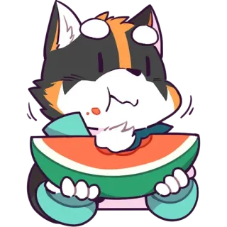 🍉 Wassermelone, Katze, Tier, niedlich, Frucht whatsapp sticker