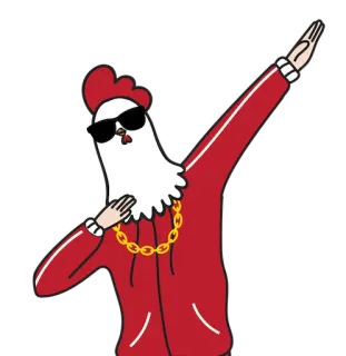 😎 Huhn, Dab, Sonnenbrille, Goldkette, Rot, Cartoon telegram sticker