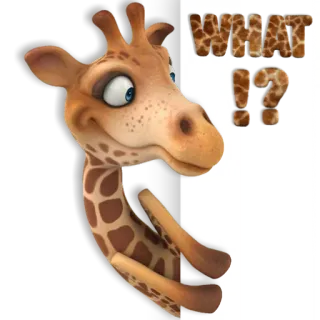⁉ WHAT!? Giraffe, Tier, Cartoon, Frage, Lustig telegram sticker