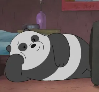 ▫️ Panda We Bare Bears Panda, Bär, Cartoon, verschlafen, süß, liegend whatsapp sticker
