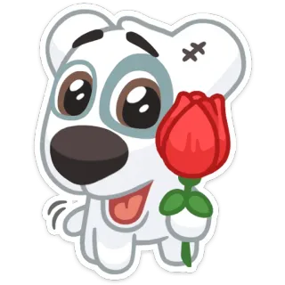 🌹 perro, dibujo animado, rosa, pegatina telegram sticker