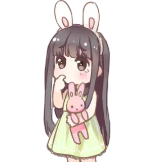 😢 Anime, dễ thương, thỏ, cô gái, hoạt hình, kawaii, chibi whatsapp sticker