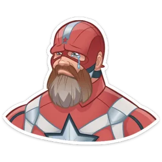 😢 Red Guardian superhéroe, cómic, triste, llorando, guardián rojo telegram sticker