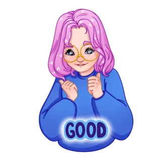 👍 GOOD goed, duim omhoog, positief, schattig, meisje, sticker telegram sticker