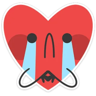 ❤️ cuore, triste, piangere, emoji, lacrime, sentimento, cartone animato whatsapp sticker