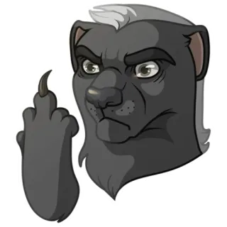 🖕 ratel, doigt d'honneur, offensant, grossier, dessin animé whatsapp sticker