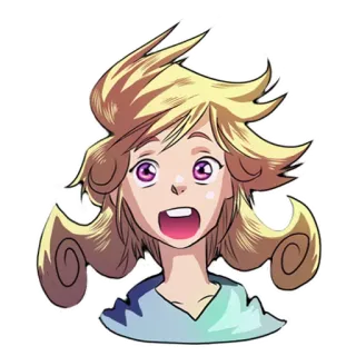 😳 desenho animado, cabelo loiro, retrato, mulher, mulher, quadrinho, arte, ilustração telegram sticker