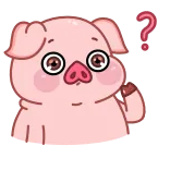 ❓ cochon, question, animal, autocollant, mignon, dessin animé telegram sticker