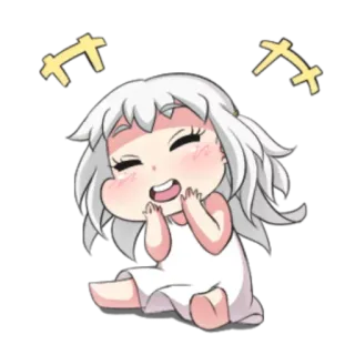 🌙 Anime, Chibi, Blij, Schattig, Meisje whatsapp sticker