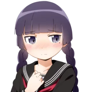 😓 Gadis anime, Karakter kartun, Seragam sekolah, Rambut ungu, Cemberut, Imut, Anime telegram sticker