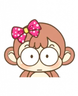 😳 singe, dessin animé, animal, mignon, nœud, rose whatsapp sticker