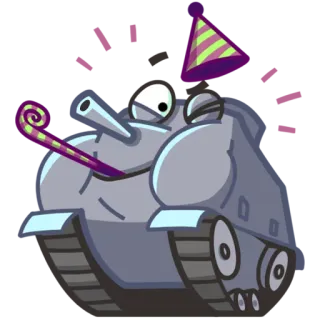 🎉 Panzer, Cartoon, Party, Militärfahrzeug whatsapp sticker