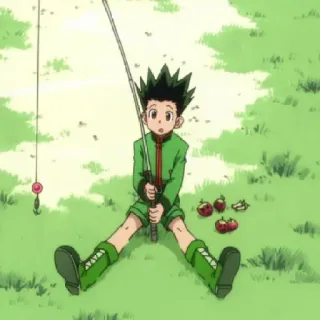 🎣 Gon Freecss Hunter x Hunter anime, fishing, Gon, Hunter x Hunter, child, cartoon telegram sticker