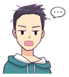 😐 выражение, мужчина, думает, мультфильм, стикер telegram sticker