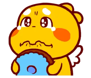 🌝 желтый, плачущий, грустный, пончик, милый, мультфильм, стикер whatsapp sticker