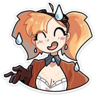 ⭐ Anime, Meisje, Sticker, Leuk, Expressie, Zweet, Cartoon, Illustratie whatsapp sticker