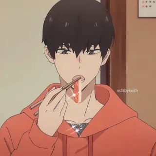 ✨ anime, eating, chopsticks, food, cartoon, portrait, illustration telegram sticker