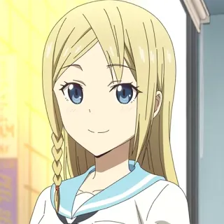 🙂 Anime, blonde Haare, blaue Augen, Mädchen, lächelnd telegram sticker