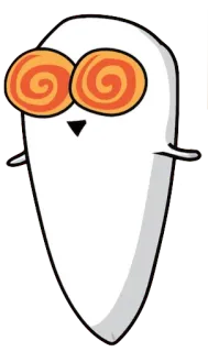 🍰 hantu, kartun, lucu, karakter, mata, terhipnotis, spiral, konyol whatsapp sticker