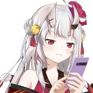 📱 Anime, Garota, Personagem, Chifres, Demônio, Telefone, Sorrindo telegram sticker